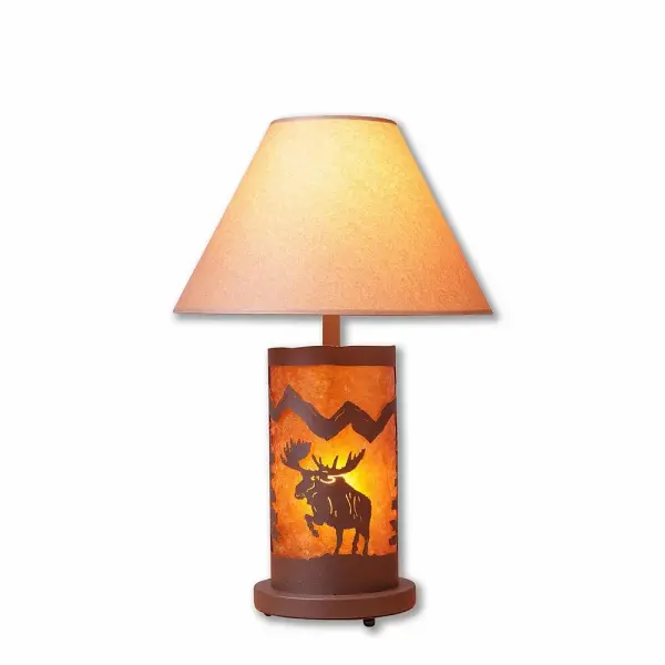 Cascade Alaska Moose Two Light Table Lamp in Rustic Brown