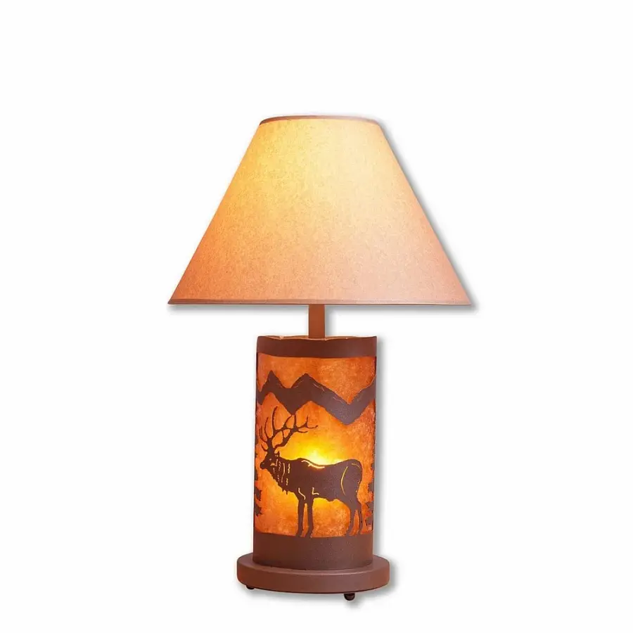 Cascade-Valley Elk Two Light Table Lamp in Rustic Brown