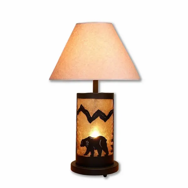 Cascade-Mountain Bear Black Iron Two Light Table Lamp