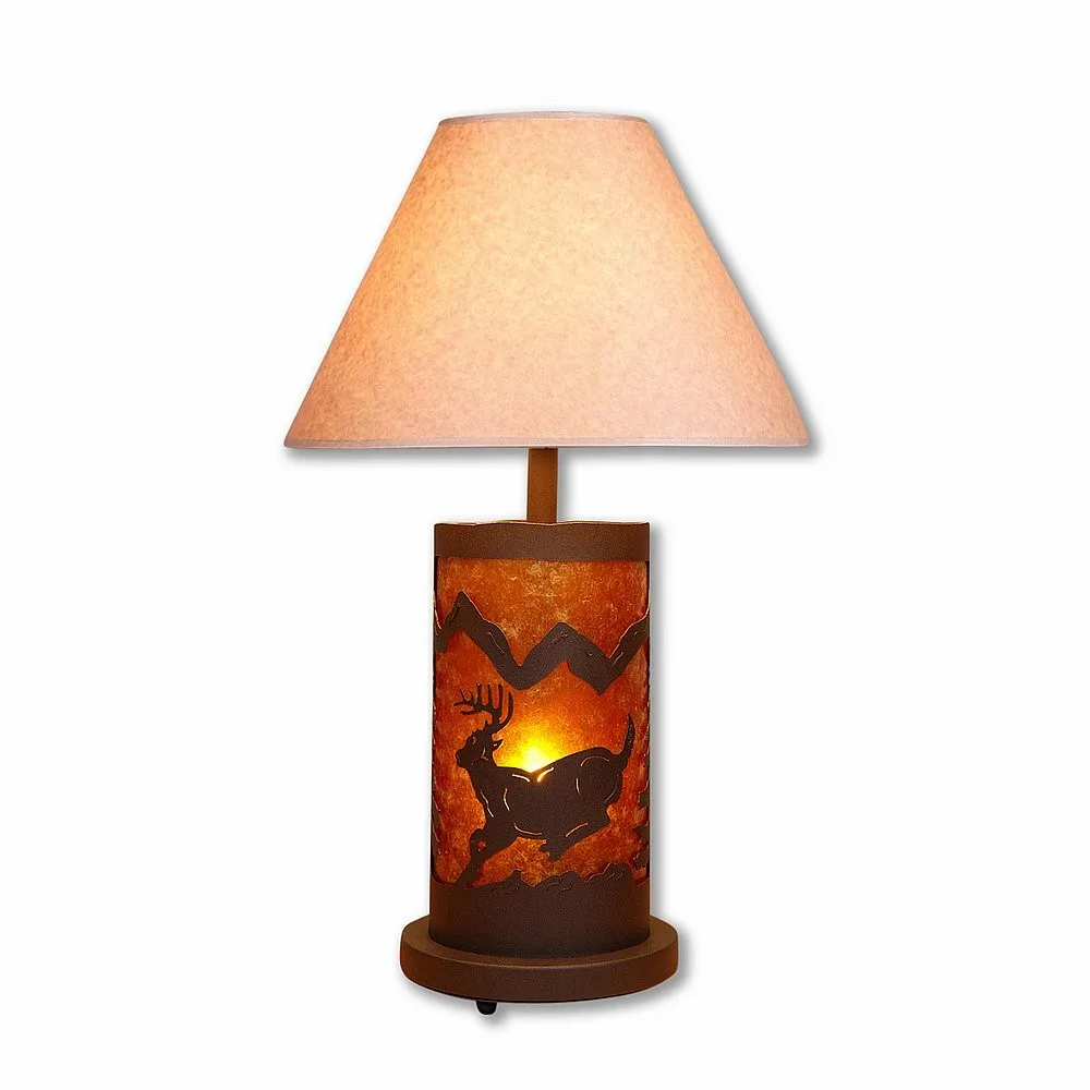 Cascade-Mountain Deer Rustic Brown Two Light Table Lamp in Rustic Brown