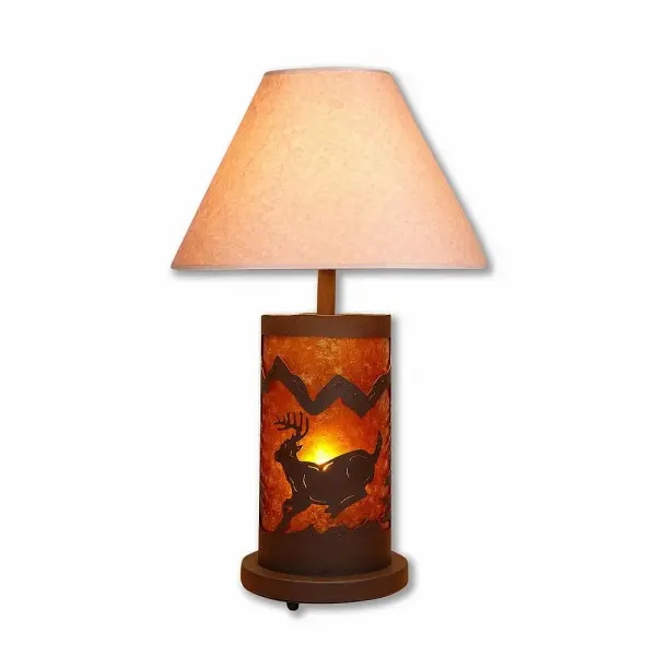 Cascade-Mountain Deer Rustic Brown Two Light Table Lamp