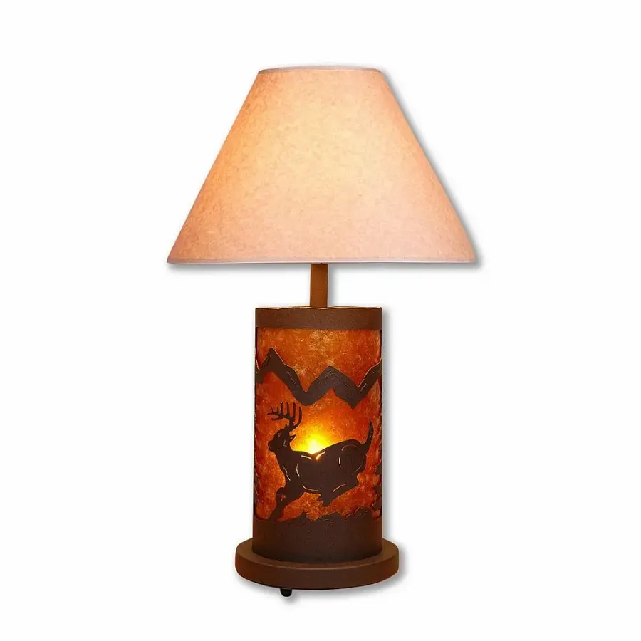 Cascade-Mountain Deer Rustic Brown Two Light Table Lamp