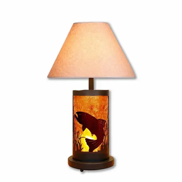 Cascade Trout Black Iron Two Light Table Lamp