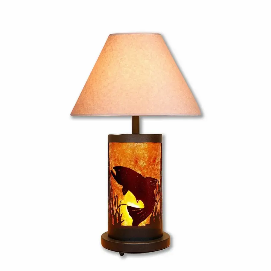 Cascade Trout Black Iron Two Light Table Lamp