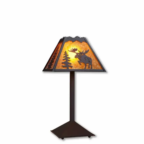 Rocky Mountain Alaska Moose Desk Lamp in Black Iron