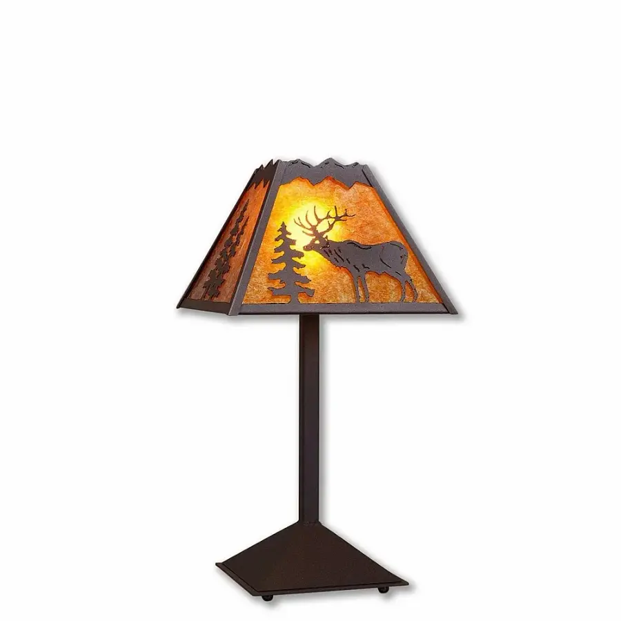 Rocky Mountain Valley Elk Rustic Brown Desk Lamp