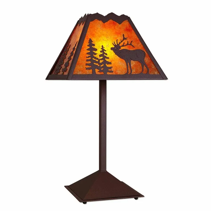 Rocky Mountain Elk Table Lamp in Rustic Brown