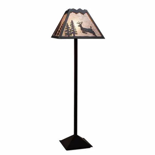 Rocky Mountain Valley Deer Floor Lamp in Black Iron