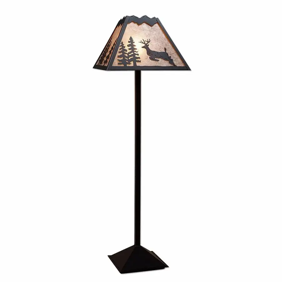 Rocky Mountain Valley Deer Floor Lamp in Black Iron