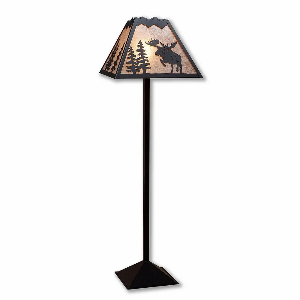 Rocky Mountain-Alaska Moose Black Iron One Light Floor Lamp in Black Iron