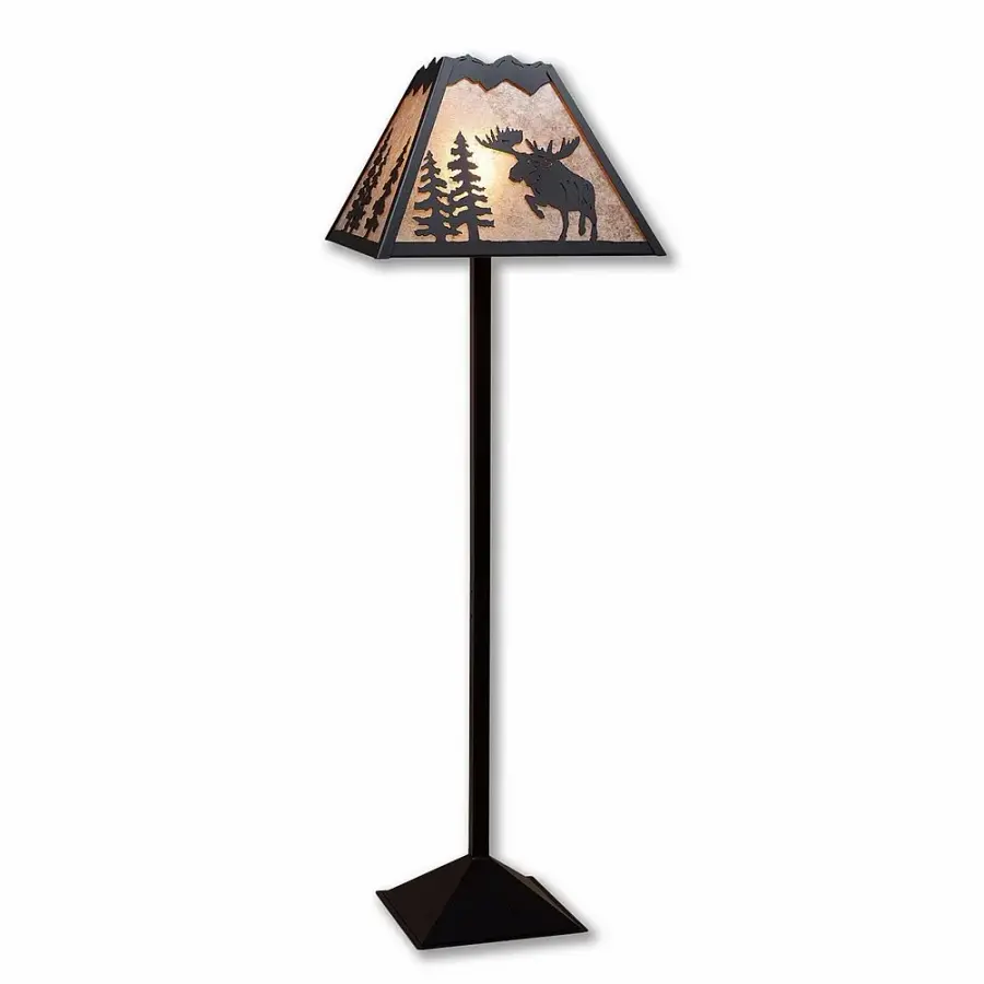 Rocky Mountain Alaska Moose Floor Lamp in Black Iron