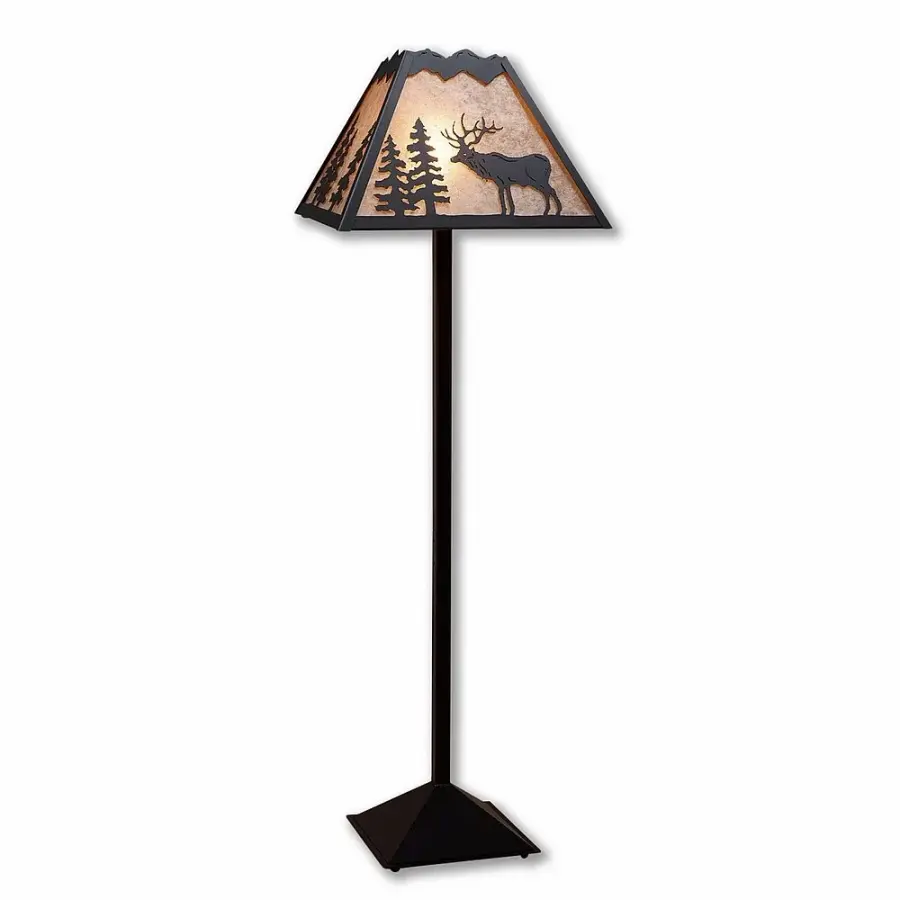 Rocky Mountain Valley Elk Floor Lamp in Black Iron