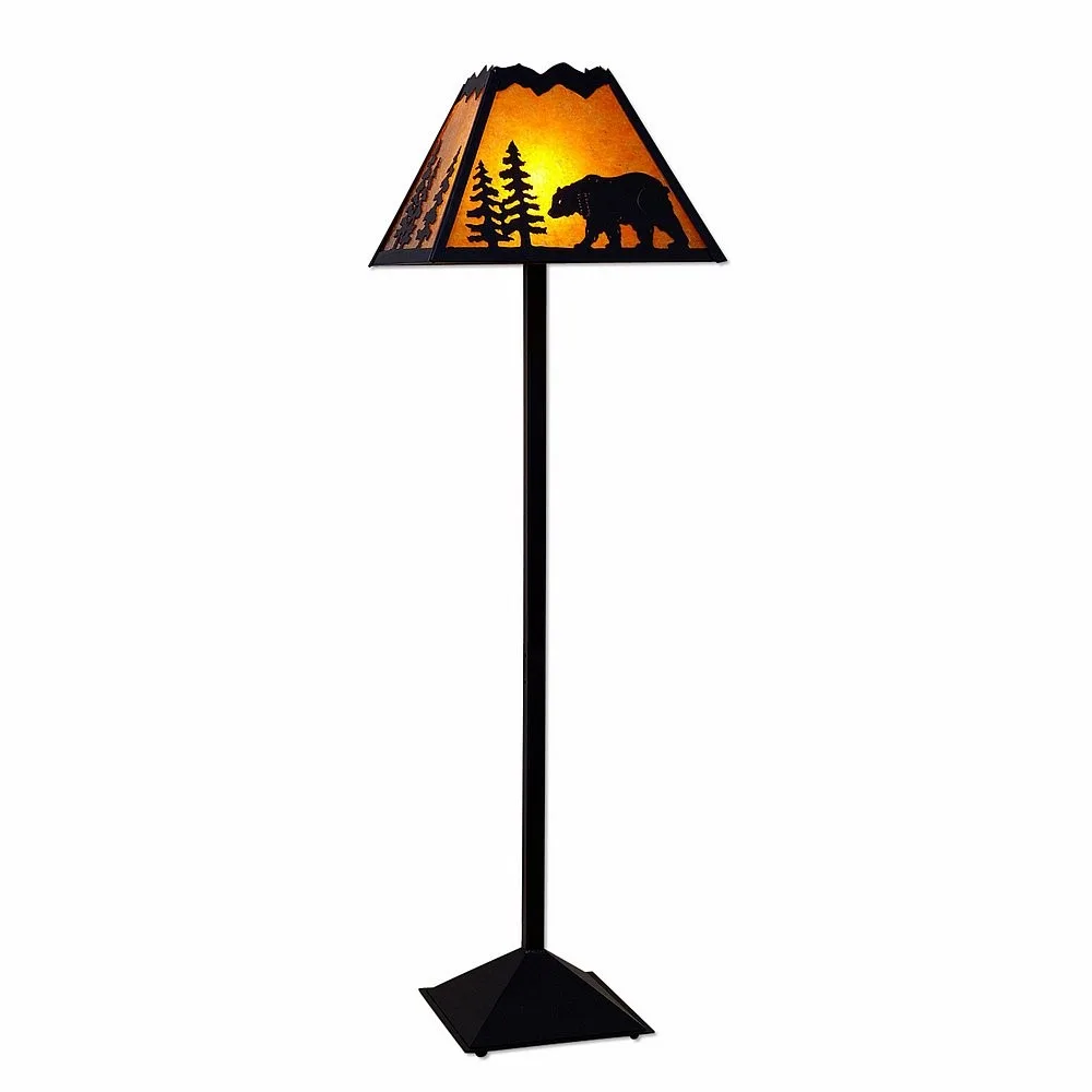 Rocky Mountain-Mountain Bear Black Iron One Light Floor Lamp in Black Iron
