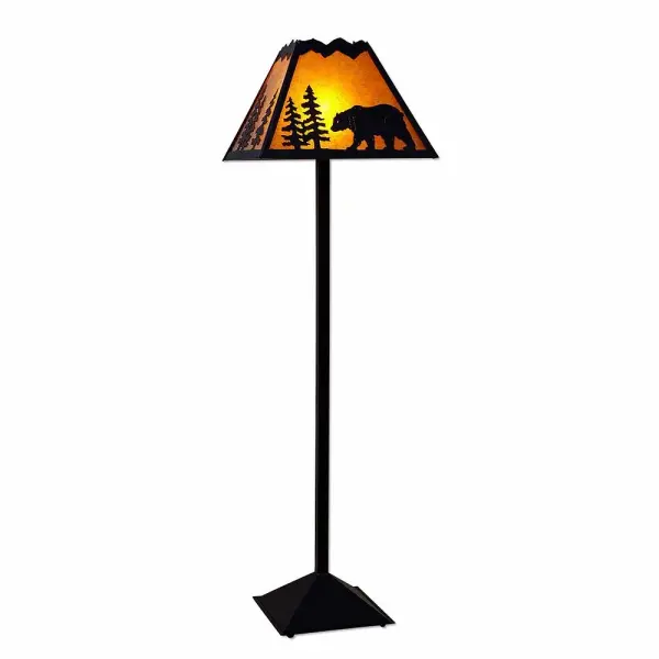 Rocky Mountain Bear Black Iron Floor Lamp