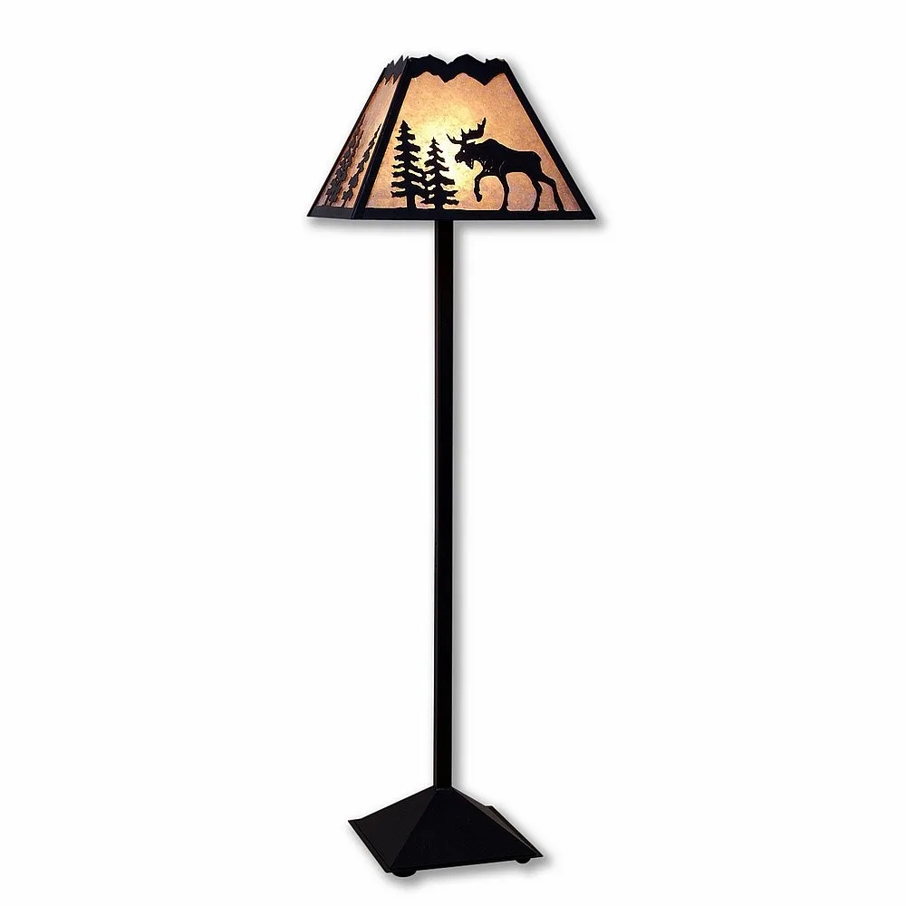 Rocky Mountain-Mountain Moose Black Iron One Light Floor Lamp in Black Iron