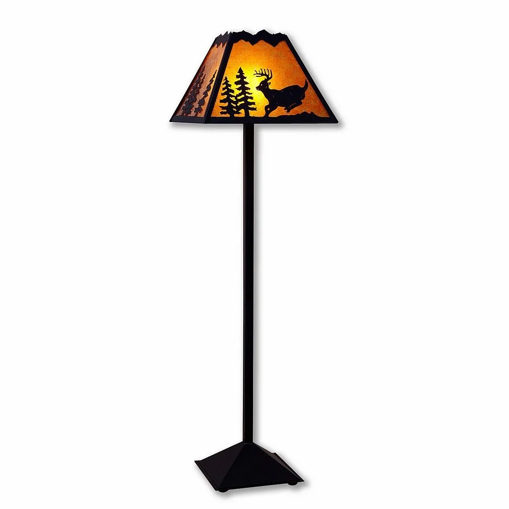 Rocky Mountain-Mountain Deer Black Iron One Light Floor Lamp in Black Iron
