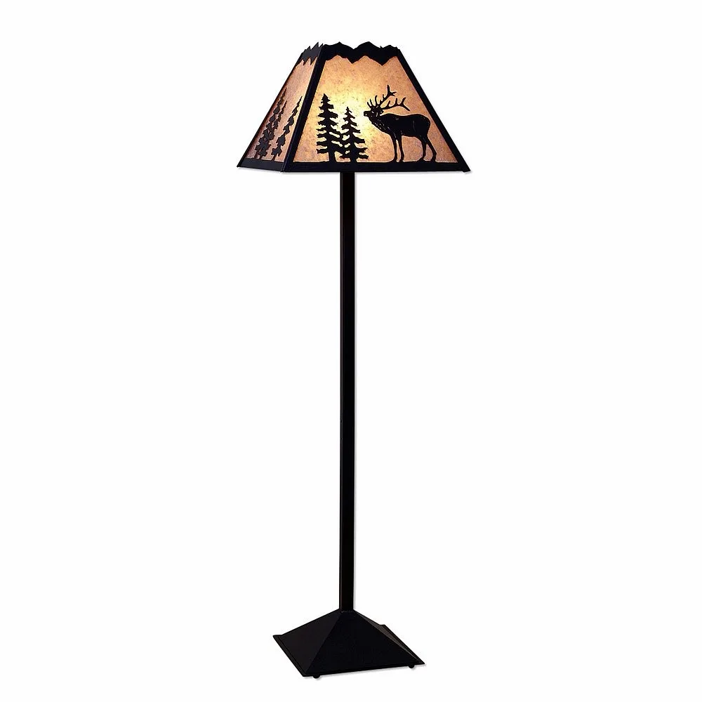 Rocky Mountain-Mountain Elk Black Iron One Light Floor Lamp in Black Iron