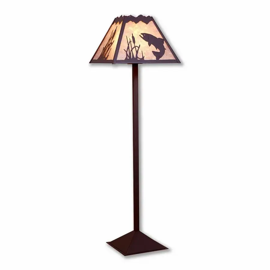 Rocky Mountain Trout One Light Floor Lamp in Rustic Brown