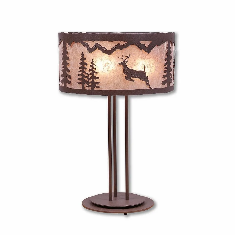 Kincaid-Valley Deer Three Light Desk Lamp in Rustic Brown