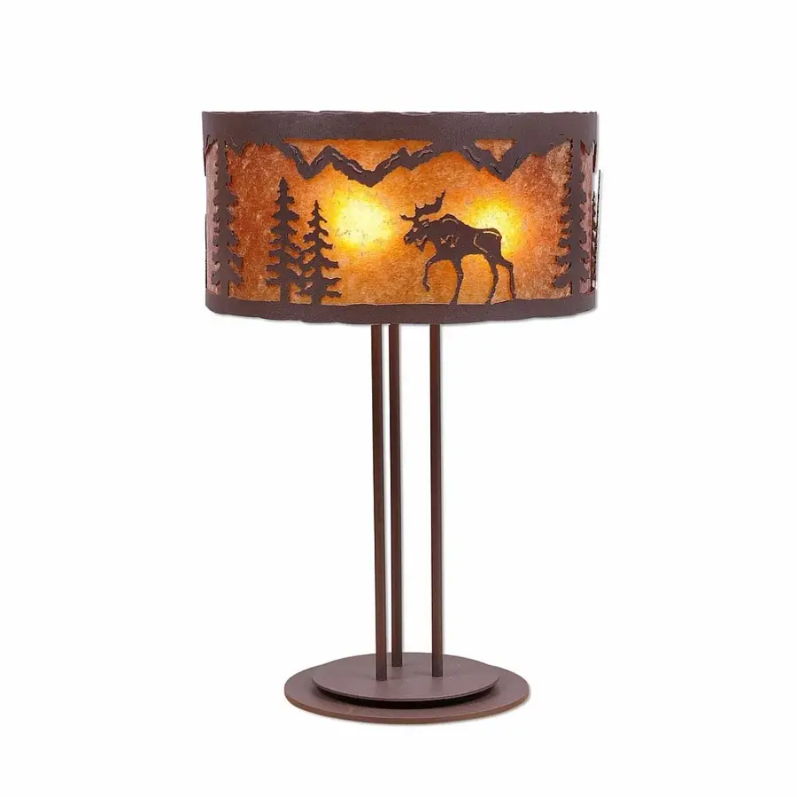Kincaid Mountain Moose Three Light Desk Lamp
