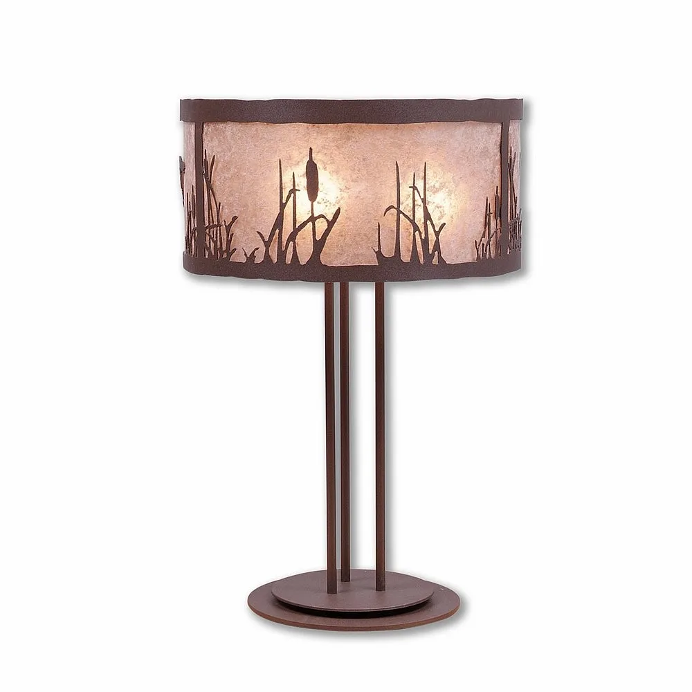 Kincaid-Cattails Three Light Desk Lamp in Rustic Brown