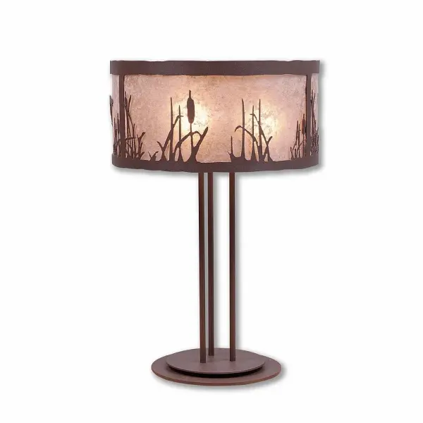 Kincaid-Cattails Three Light Desk Lamp in Rustic Brown
