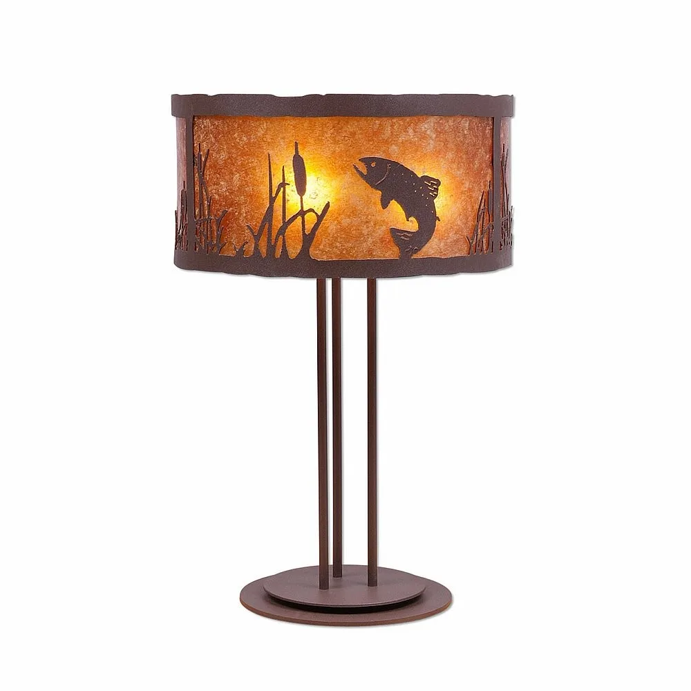 Kincaid-Trout Three Light Desk Lamp in Rustic Brown