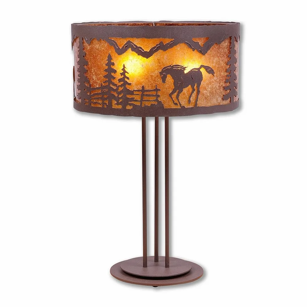 Kincaid-Mountain Horse Three Light Table Lamp in Rustic Brown