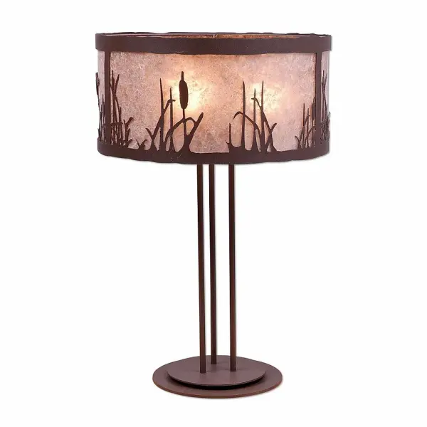 Kincaid-Cattails Three Light Table Lamp in Rustic Brown