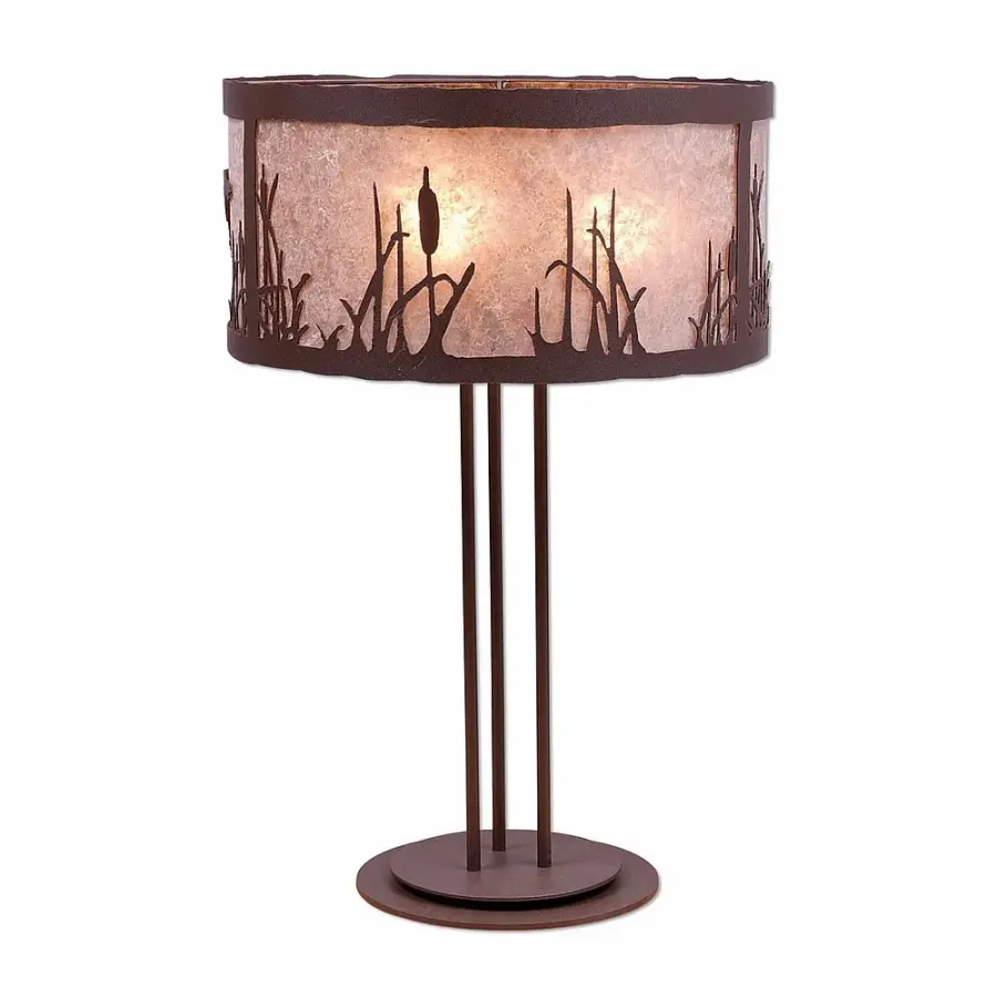 Kincaid-Cattails Three Light Table Lamp in Rustic Brown