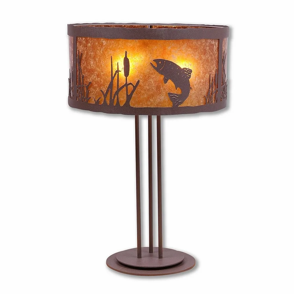 Kincaid-Trout Three Light Table Lamp in Rustic Brown