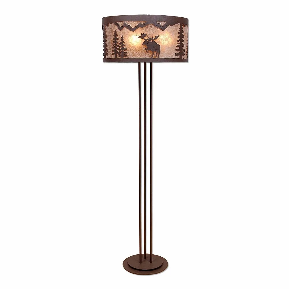 Kincaid-Alaska Moose Three Light Floor Lamp in Rustic Brown