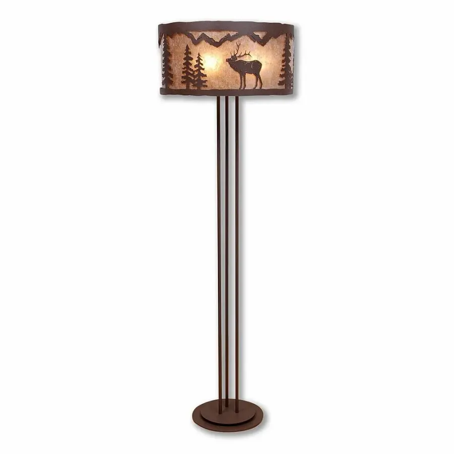 Kincaid Mountain Elk Three Light Floor Lamp