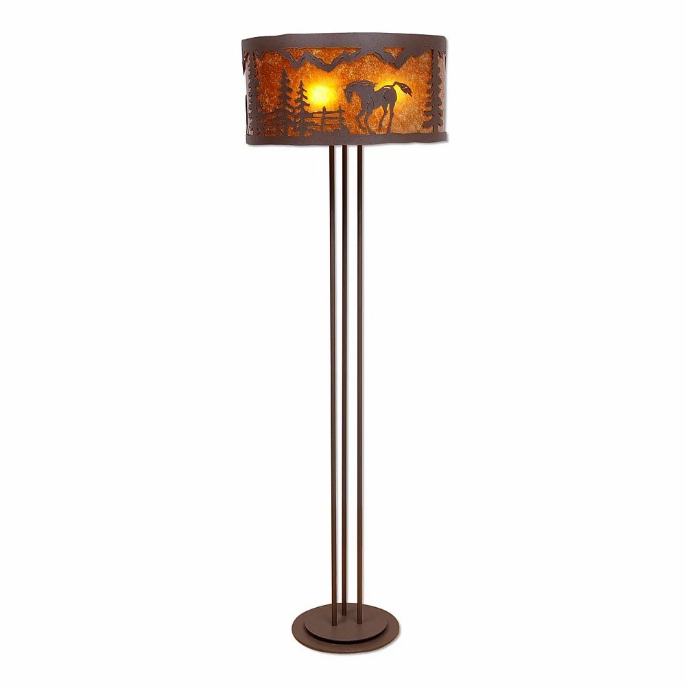 Kincaid-Mountain Horse Three Light Floor Lamp in Rustic Brown