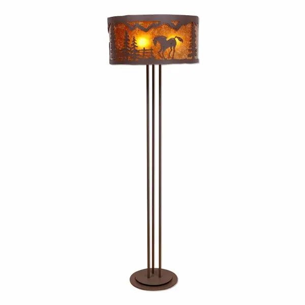 Kincaid-Mountain Horse Three Light Floor Lamp in Rustic Brown
