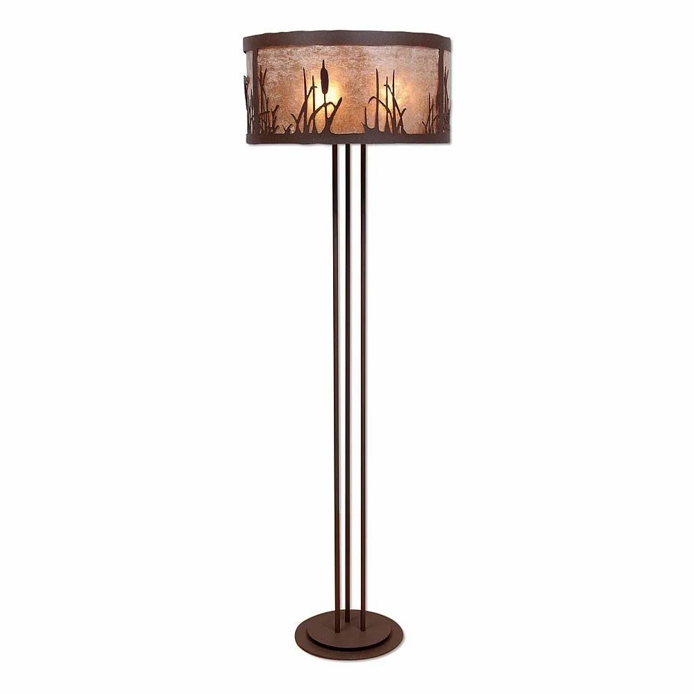 Kincaid-Cattails Three Light Floor Lamp in Rustic Brown