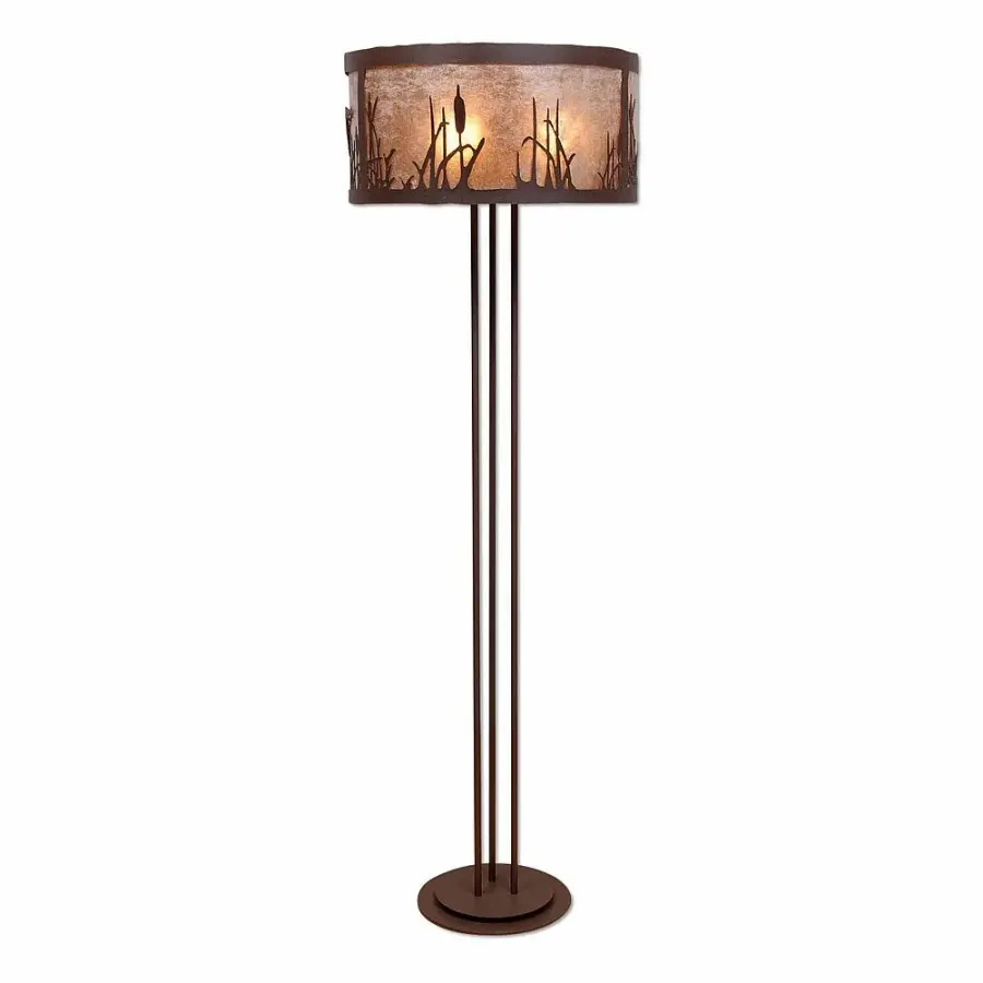 Kincaid-Cattails Three Light Floor Lamp in Rustic Brown