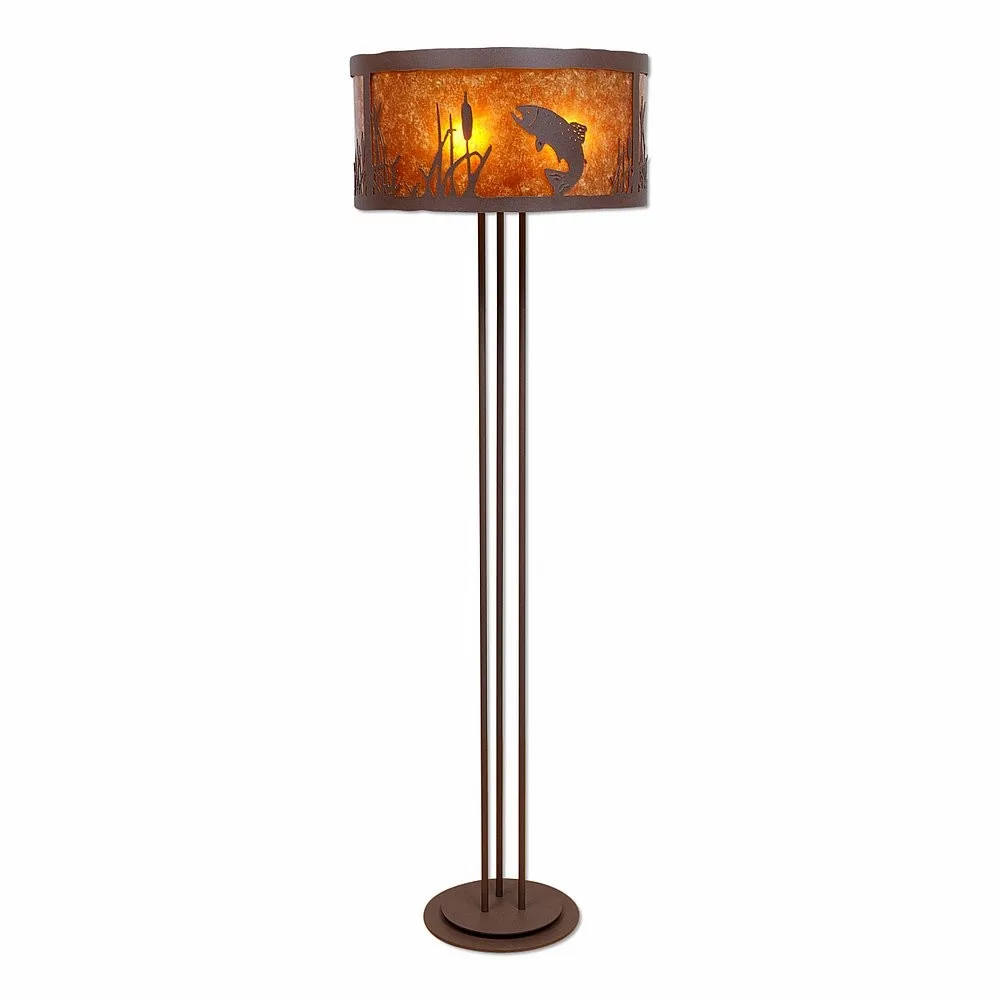 Kincaid-Trout Three Light Floor Lamp in Rustic Brown
