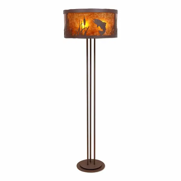 Kincaid-Trout Three Light Floor Lamp in Rustic Brown