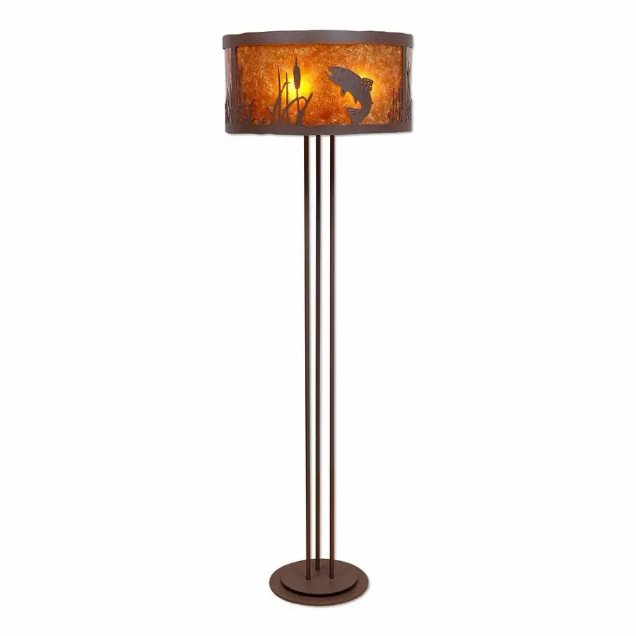 Kincaid-Trout Three Light Floor Lamp in Rustic Brown