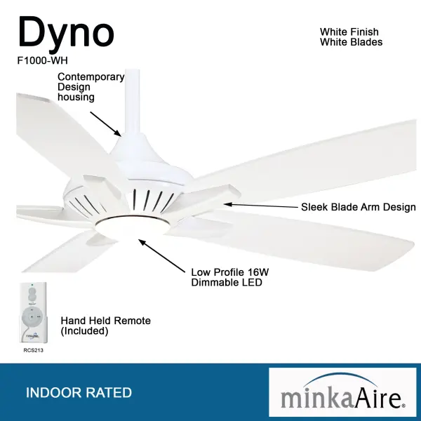 Dyno 52" LED Ceiling Fan in White - Image 2