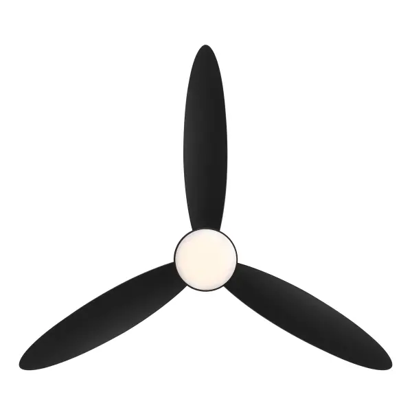 The Hourglass combines modern smart technology with a low-profile flush mount design, perfect for rooms with lower ceilings. Its 58" span and energy-efficient DC motor deliver powerful airflow while the integrated LED provides bright, high-CRI illumination. - alternate view