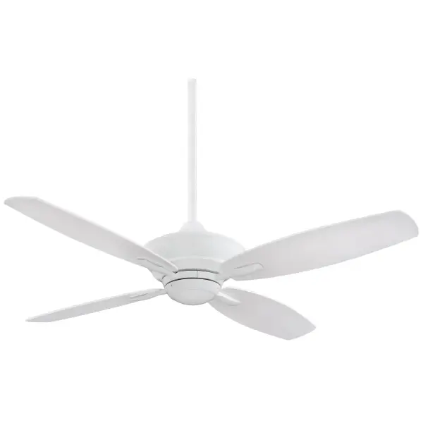 The New Era ceiling fan delivers reliable airflow in a crisp white finish that complements contemporary and transitional interiors. Its 52-inch span suits medium-sized rooms with standard ceiling heights.