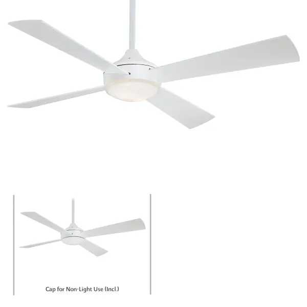 The Aluma combines contemporary styling with practical functionality, featuring integrated LED lighting (1652 lumens, 92 CRI) and a clean white finish. Its 52" span makes it ideal for medium-sized rooms. - alternate view