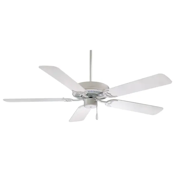 The Contractor series delivers reliable air circulation in a compact 42" format. With its clean white finish and 5-blade design, this AC motor fan offers straightforward functionality for bedrooms and offices.