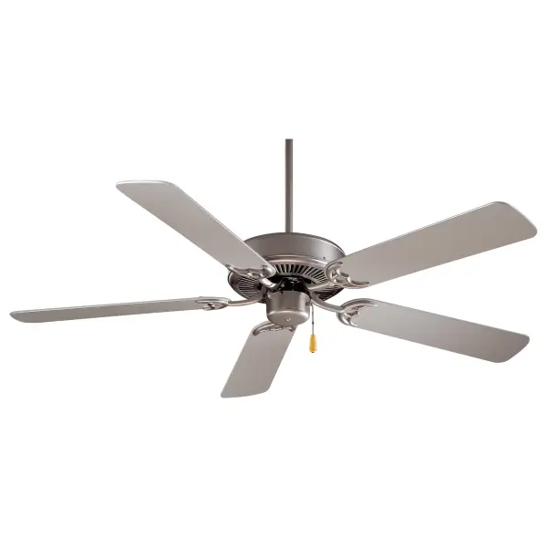 The Contractor series delivers dependable performance in a versatile brushed steel finish. With a 52-inch blade span and 12-degree pitch, this 5-blade fan provides efficient air circulation for large rooms.