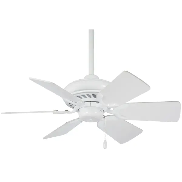 The Supra 32" ceiling fan delivers efficient air circulation in a compact footprint ideal for bedrooms, offices, and smaller rooms. Its clean white finish and 6-blade design provide reliable performance.