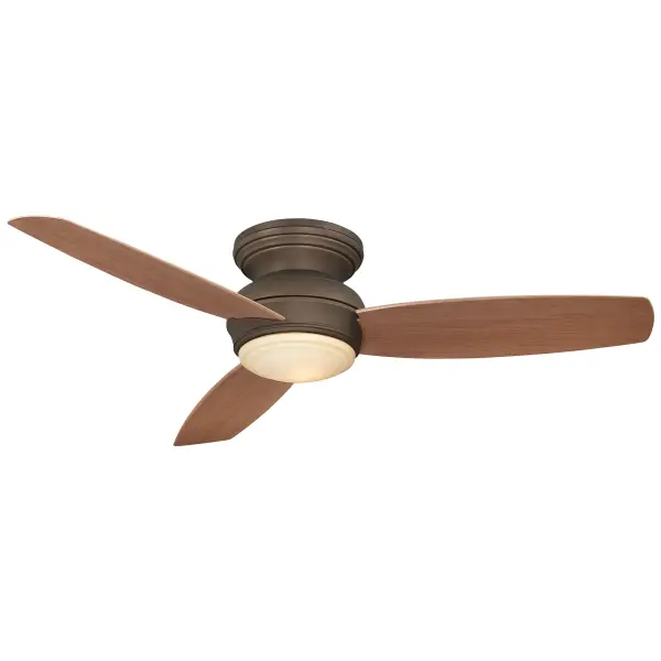 This Traditional Concept ceiling fan combines timeless Oil Rubbed Bronze finish with energy-efficient LED lighting. The 52-inch span with medium maple blades provides excellent airflow for medium to large rooms while the integrated LED delivers 1363 lumens. - alternate view