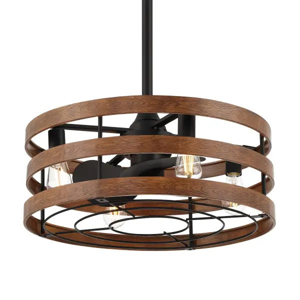 The Audrey combines rustic charm with modern LED efficiency in a compact 22.5" design. Its coal and distressed koa finish brings warmth to smaller rooms while the integrated LED provides 870 lumens of dimmable light.