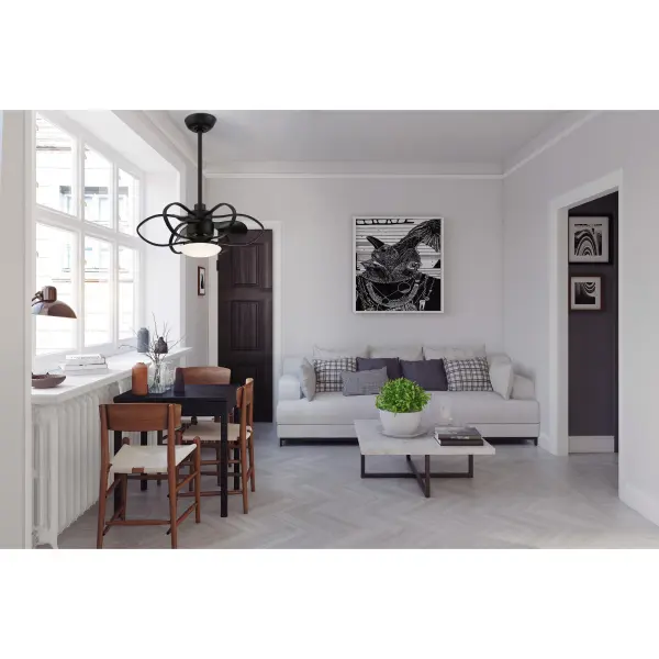 The Gordon 29" LED Ceiling Fan combines efficient cooling with integrated LED lighting in a sleek, space-saving design. Ideal for bedrooms, offices, and compact rooms where a full-size fan would overwhelm the space. - alternate view